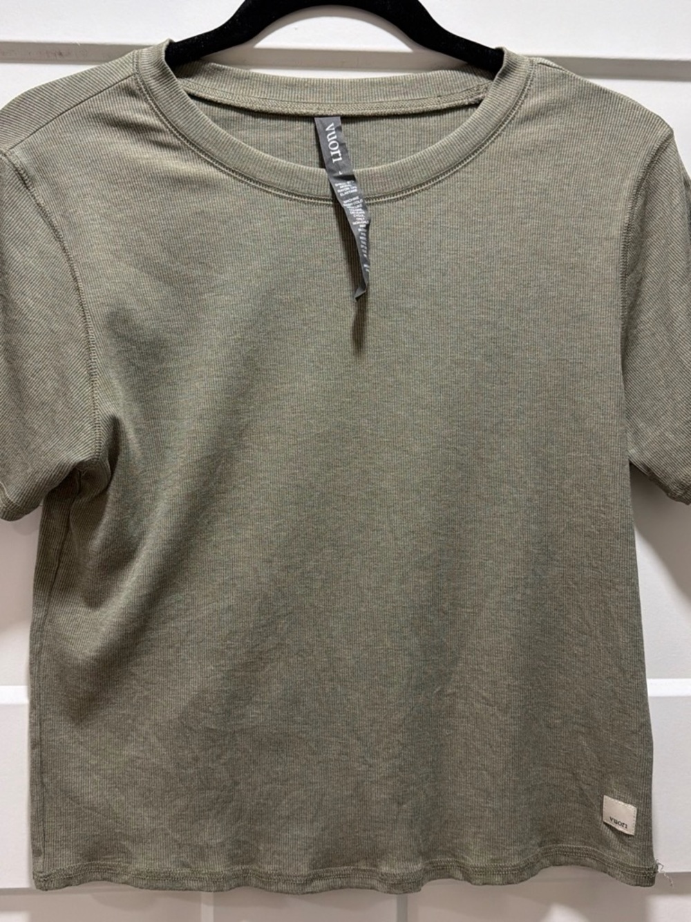 Vuori Olive Green Ribbed Crew Neck Tee